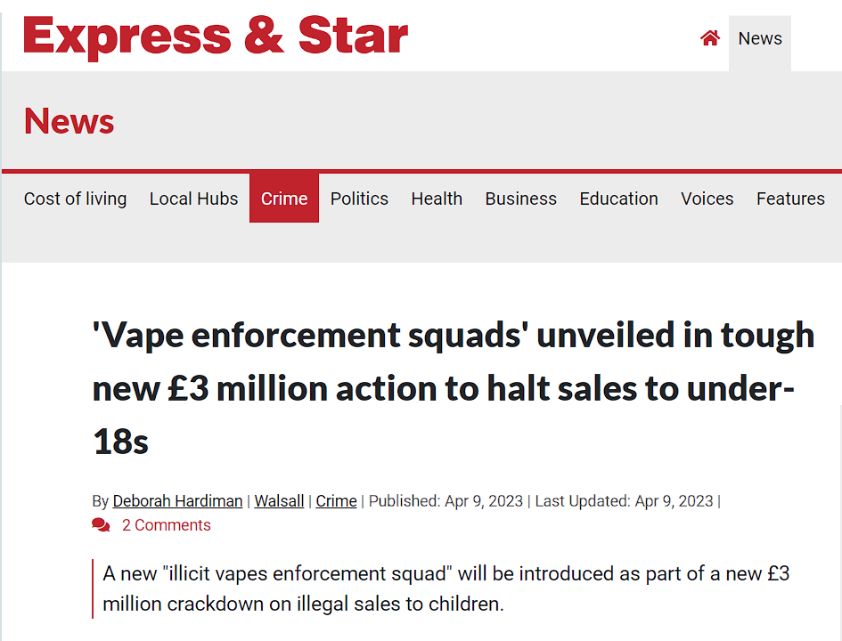 Vape Enforcement Squads to take action in new £3million action!